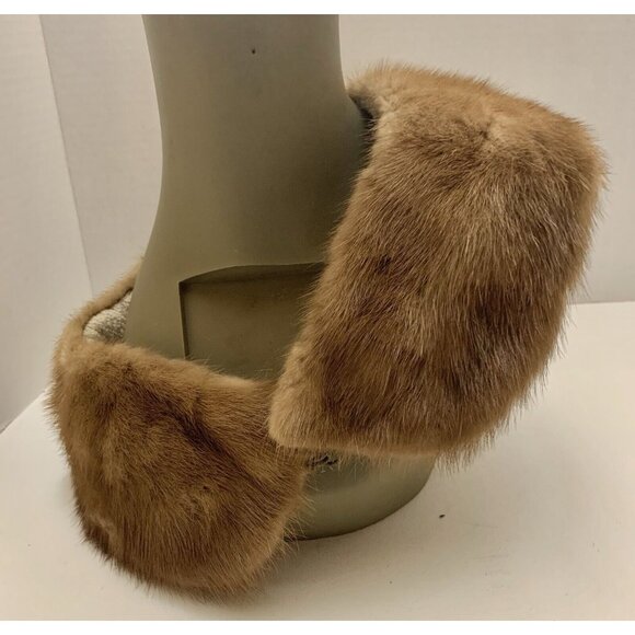 Vtg. Mink Collar for Coat Sweater Brown 25" Long Silk Lining - Picture 1 of 9
